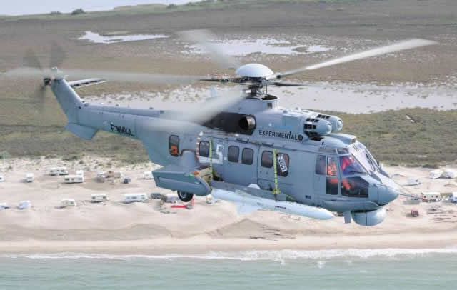 A specialized team of Helibras and Airbus Helicopters experts tested for future Brazilian Navy needs a prototype of the EC725 Caracal carrying two MBDA Exocet AM39 anti-ship missiles and a chin mounted Telephonics AN/APS-143 maritime imaging radar system. Eight of the Sixteen EC725 helicopters belonging to the Brazilian Navy will receive this configuration. As part of "Project H-X BR" 50 EC725s were ordered by the Brazilian Ministry of Defense for the three Army corps.