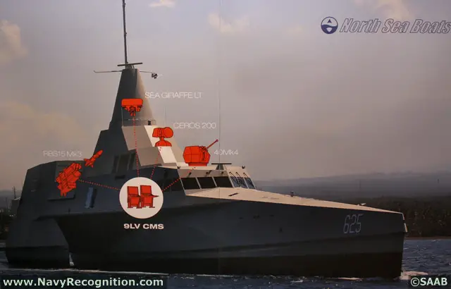 The Fast Missile Patrol Vessel (FMPV) Trimaran was designed by North Sea Boats, an Indonesia based shipyard, with input from New Zealand and Swedish engineers as well as the Indonesian Navy. The vessel employs a modern “Wave Piercing” trimaran design and some "stealth" characteristics. 