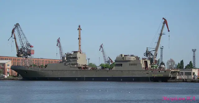 May 18, 2012 at JSC "Baltic Shipyard Yantar" in Kaliningrad, a new large landing ship for the Russian Navy was floated out following an official ceremony. Project 11711 large landing ship of the new generation was designed in the late eighties and nineties. Russian Ministry of Defense April 1, 2004 issued the contract to build Project 11711. The ship's completion is expected by 2013. Plans to build three more ships of the same class are under consideration. 