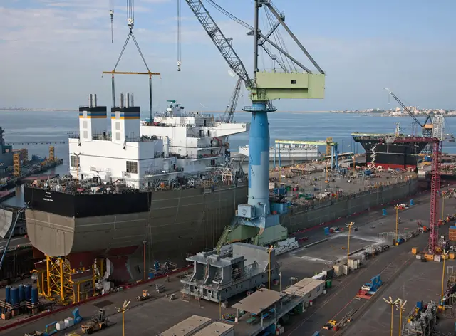 The shipbuilders of General Dynamics NASSCO have completed the structural assembly and weld-out of 26,241 metric tons of steel to erect the entire structure of the first Mobile Landing Platform (MLP) for the U.S. Navy. Construction of the ship is progressing on schedule and under budget, with delivery scheduled for the second quarter of 2013.