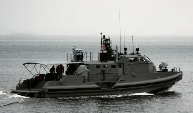 The 65PB1101 coastal command patrol boat departs Port Angeles, Wash. to transit to San Diego, Calif. The boat has spent the last four months performing training and trials. (U.S. Navy photo by Mass Communication Specialist Seaman Apprentice William Blees/Released) 