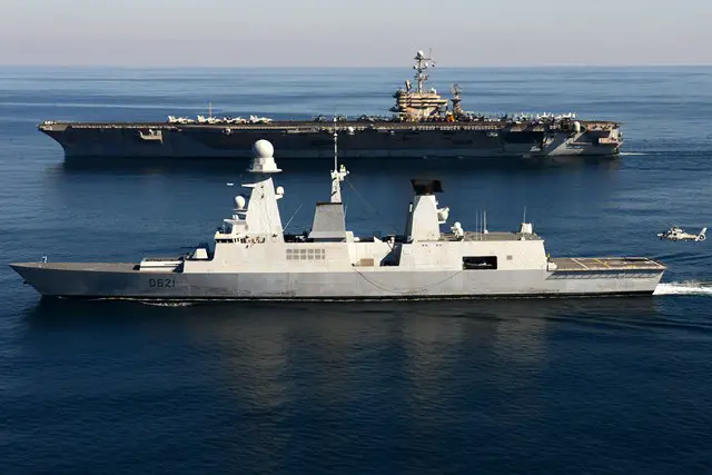 Since January 28th 2013, the French Navy air defense Destroyer Chevalier Paul (2nd ship of Forbin class) is attached to CSG3 (Carrier Strike Group 3) which centerpiece is US Navy's nuclear powered Aircraft Carrier USS John C. Stennis (CVN 74). On February 6th, CSG3 sailed through Ormuz to reach the Gulf of Oman.