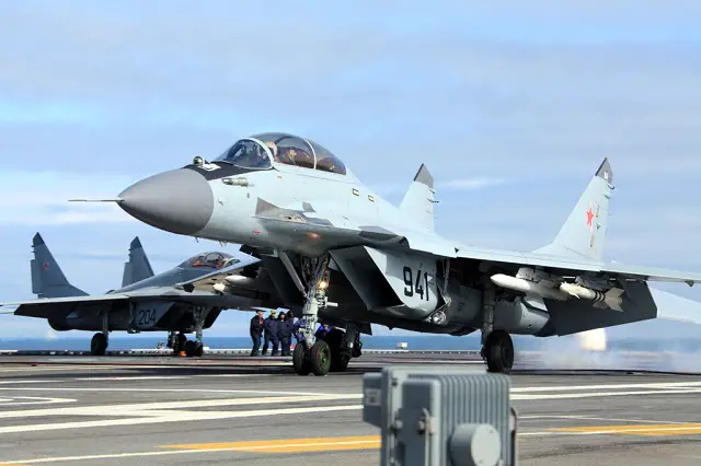 The Russian Defense Ministry signed a contract with MiG in February 2012 for delivery of 20 MiG-29K and four MiG-29KUB fighters by 2015. They will be deployed aboard Admiral Kuznetsov aircraft carrier. Picture: Mig