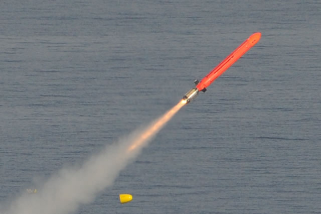 First qualification firing of the NCM in the submarine configuration (June 2014). Barracuda configuration. Picture: MBDA/DGA