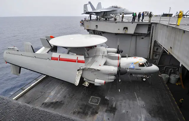 The aircraft carrier USS Theodore Roosevelt (CVN 71) launched and recovered E-2D Hawkeyes, from the Tiger Tails of Carrier Airborne Early Warning Squadron (VAW) 125, for the first time, Dec. 3.