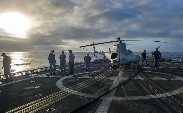 The U.S. Navy completed an MQ-8B Fire Scout demonstration aboard U.S. Coast Guard Cutter (USCGC) Bertholf (WMSL 750) on Dec. 12 as part of the Coast Guard’s ongoing efforts to assess the potential for future unmanned air system (UAS) operations from the 418-foot National Security Cutter class.