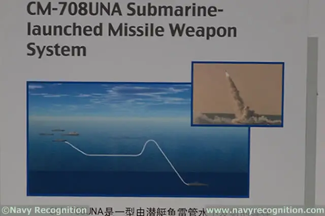 At Zhuhai China Air Show 2014, (which was covered by our affiliate Army Recognition) Chinese defense company China Aerospace Science & Industry Corporation (CASIC) unveiled a submarine launched anti-ship missile designated CM-708UNA. The system consists in a CM-708 anti-ship missile (also designated C-802, the export version of the YJ-8) with folding wings and a booster at its back encapsulated inside a torpedo-like capsule. 