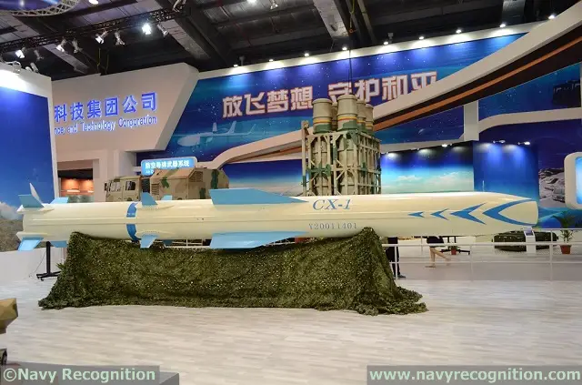 At Zhuhai China Air Show 2014, (which is currently being covered by our affiliate Army Recognition) Chinese defense company China Aerospace Science and Technology Corporation (CASC) unveiled the new CX-1 supersonic anti-ship cruise missile (ASCM). Navy Recognition is able to shed some light on this new supersonic missile that comes in two versions: The CX-1B that can be truck launched from land and the CX-1A designed to be surface launched from a vessel at sea.