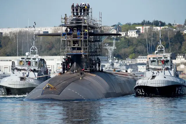 French SSBN Le Triomphant returns to its operational base in Brittany after maintenance program