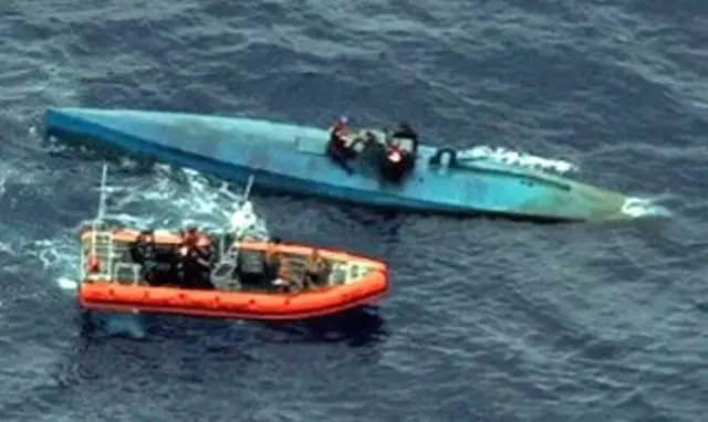 U.S. Customs and Border Protection Office of Air and Marine agents along with U.S. Navy and U.S. Coast Guard personnel intercepted a semi-submersible craft carrying more than 16,870 pounds of cocaine in the eastern Pacific Ocean on July 18.