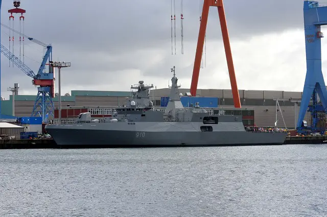 The first of two MEKO Frigates built by Germany's ThyssenKrupp Marine Systems (TKMS) in Kiel was officially commissioned on February 23 2016. The vessel nammed Harrad (meaning Detterent) was launched in early December 2014. Algeria ordered two frigates (with an option for two more) in March 2012. It is reported that the ship is due to arrive in Oran in Algeria in May 2016.