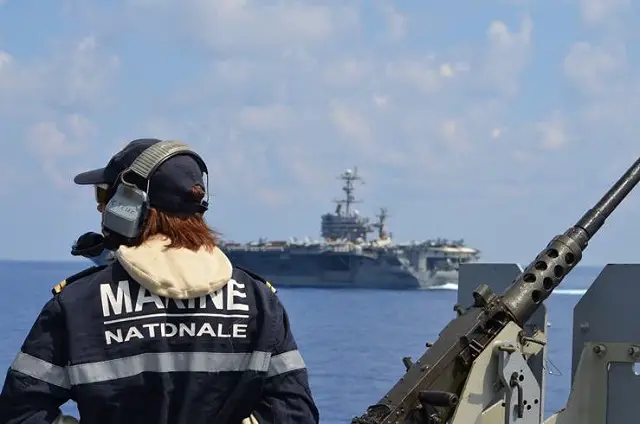 The French Navy (Marine Nationale) Floreal-class Frigate Vendemiaire joined the US Navy Stennis Carrier Strike Group (CSG) on April 30 2016 in the South China Sea. The French surveillance frigate joined USS John C. Stennis (CVN 74) and his escort, consisting of three Arleigh Burke-class Destroyers and a Ticonderoga-class cruiser.