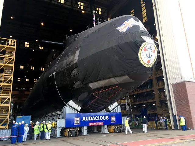BAE Systems launched Audacious - the fourth Astute-class SSN Submarine for Royal Navy