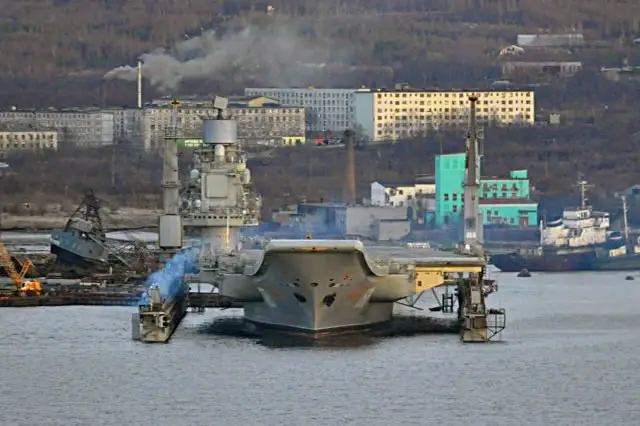 Russian aircraft carrier Admiral Kuznetsov dry dock