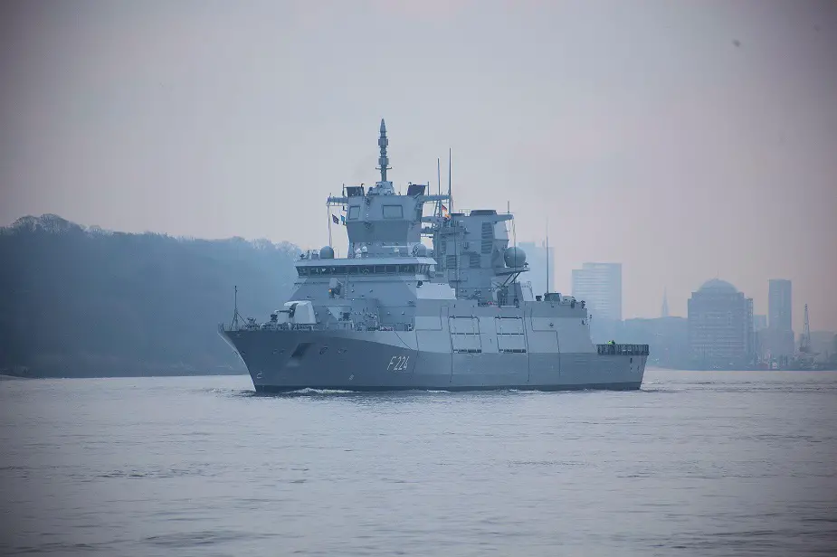 The third 125 class frigate, the “Sachsen-Anhalt”, goes out to see for the first time. On 22 February 2018, the ship left the shipyard in Hamburg for the scheduled in-port trials. TKMS picture.