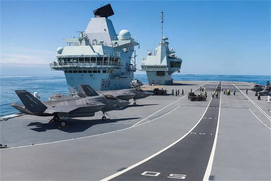 First operational landing of 617 Squadron F 35B fighter on British HMS Queen Elizabeth aircraft carrier 925 001