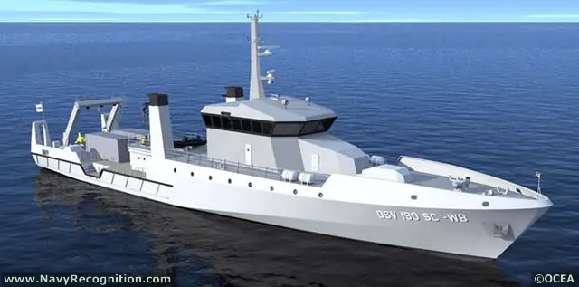 Artist impression of TNI-AL's future OSV 190 vessel. Picture: OCEA