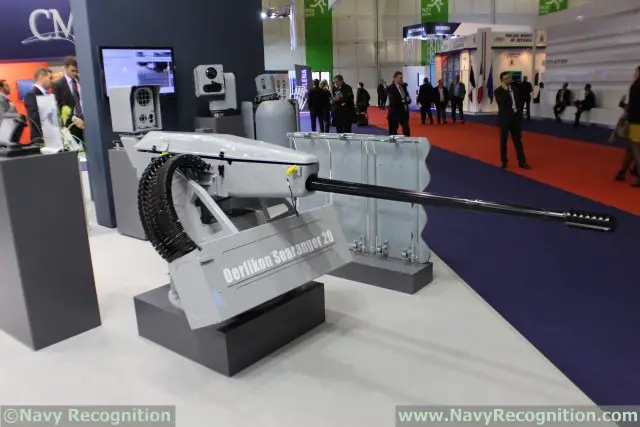 Rheinmetall Defence exhibits its 20mm Remote Controlled Gun Station Oerlikon Searanger 20