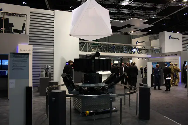 At IDEX 2015 exhibition in Abu Dhabi, German company Rheinmetall unveiled a new upgrade for its MASS decoy system: The off-board corner reflector (OCR) with advanced capabilities against modern anti-ship missiles. Two OCR launcher tubes can be fitted on-top of a MASS unit. They deploy radar decoys that simulate the vessel's radar signature. The decoys are manufactured by Airborne Systems.