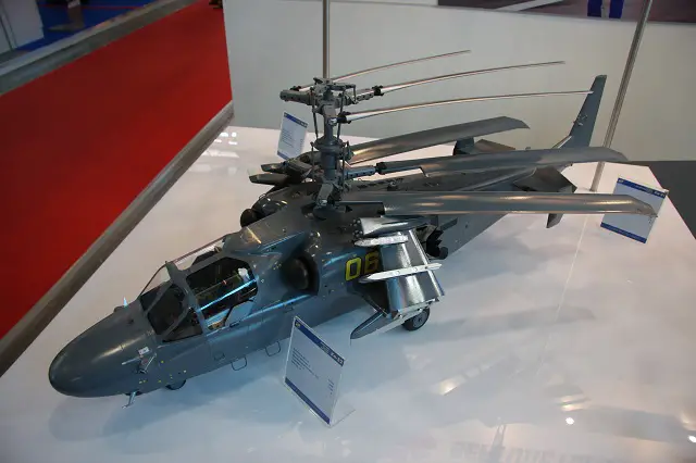 The Ka-52K is a navalised version of the ground-based Ka-52 Alligator combat helicopter operated by the Russian Air Force. It features foldable rotor and wings, new radar system and anti-ship missiles.