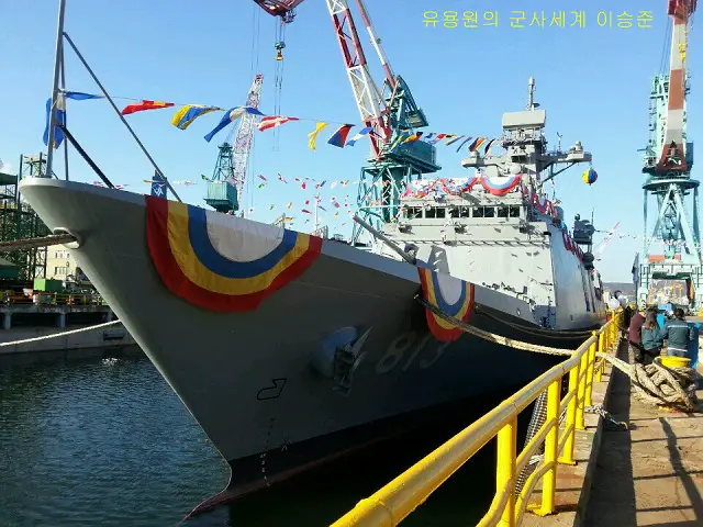 Hyundai Heavy Industries (HHI), the world’s biggest shipbuilder, today held a launch ceremony for its fifth frigate, ROKS Jeonbuk. The launch ceremony was attended by the Chief of Naval Operations Admiral Mr. Hwang Ki-chul, governor of Northern Jeolla Province Mr. Kim Wan-ju, Hyundai Heavy’s president & CEO Mr. Lee Jai-seong and other government and military officials in Ulsan shipyard.