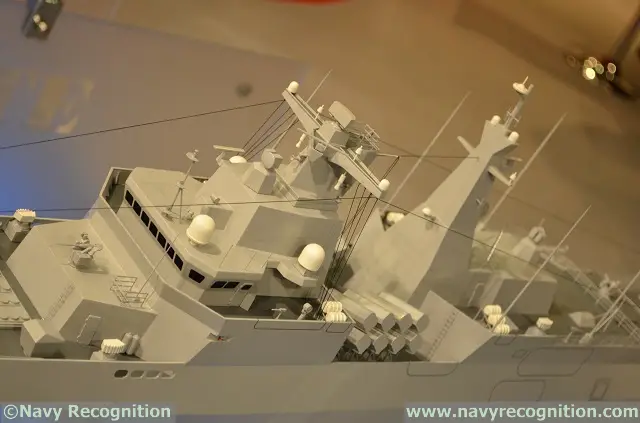 Based on a scale model of the MEKO A-200 AN frigate on display on the CMN/Privinvest booth during Euronaval 2014, the new class of frigate is set be heavily armed: