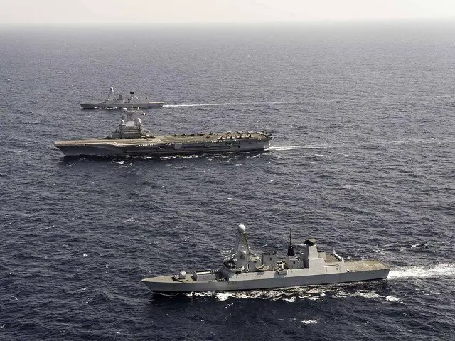 According the the French Navy, Royal Navy's Type 45 Air Warfare Destroyer HMS Daring was attached to the Charles de Gaulle Aircraft Carrier strike group from February 8th to 15th. The move is part of the Combined Joint Expeditionary Force (CJEF) and allows for better cooperation between the two navies a few days following the Franco-British summit on defense. 