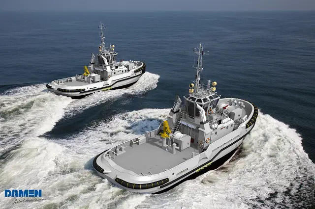The Defence Material Organisation of the Royal Netherlands Navy (RNLN) has contracted Damen Shipyards Group for the delivery of five Harbour and Seagoing tugs. The contract has been made in cooperation with its Swedish counterpart: Swedish Försvarets Materielverk (FMV). Responding to current and future developments in emission reduction and environmentally friendly shipping, the RNLN has opted for a new Damen design: the ASD Tug 2810 Hybrid. The FMV has opted for another fit-for-purpose design: the ice-classed ASD Tug 3010 ICE.