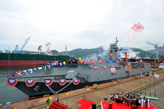The sixth Incheon class FFG (Guided Missile Frigate), ROKS Gwangju, to protect South Korea territorial waters, was launched at a shipyard of STX Offshore & Shipbuilding in Changwon, Gyeongsangnam-do on August 11.