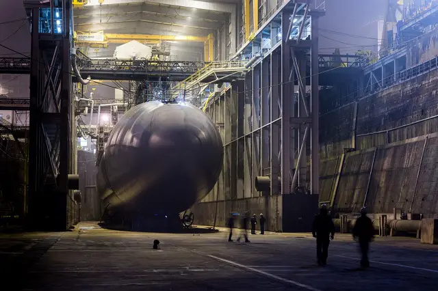 Le Triomphant SSBN during refit at the DCNS submarine shipyard in Cherbourg.