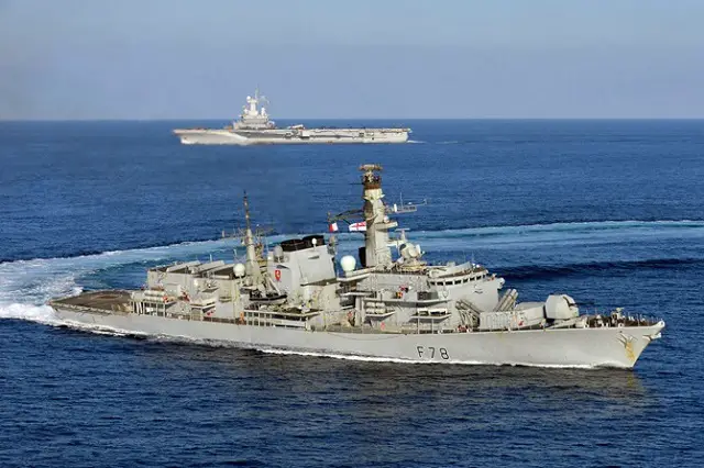 As we reported in January, the Royal Navy Type 23 Frigate HMS Kent has assumed a vital role protecting the French carrier strike group’s mission in the Middle East. Ushering in a new era of British and French military cooperation, HMS Kent has taken up the role of anti submarine warfare commander for the French aircraft carrier Charles De Gaulle, making her responsible for protecting the carrier group from underwater threats.