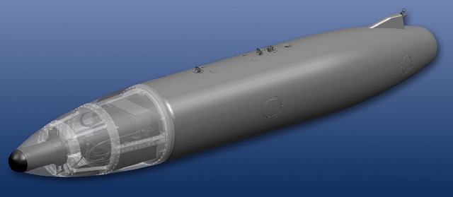 IRST21 can be mounted in a variety of ways, including the nose section of the F/A-18E/F’s centerline fuel tank. (Photo by Lockheed Martin)