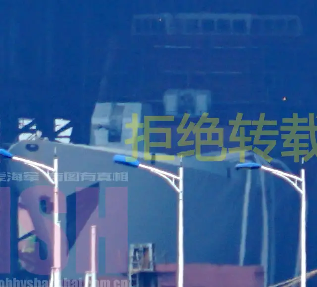 Based on pictures that have just been released by Chinese spotters, it appears that the People's Liberation Army Navy (PLAN or Chinese Navy) next in-line Type 052D Destroyers (NATO reporting name Luyang III class) will be fitted with the H/PJ-11 close-in weapon system (CIWS) instead of the smaller H/PJ-12 currently fitted on existing vessels of the class.
