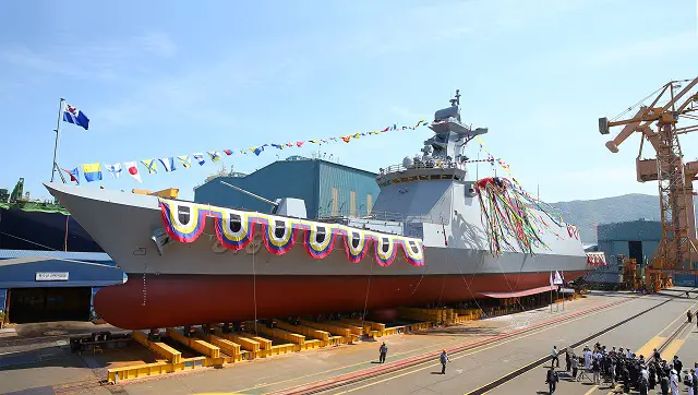 Daewoo Shipbuilding & Marine Engineering (DSME) launched the lead ship of the new Daegu-class FFX-II frigate for the Republic of Korea Navy (ROK Navy) on June 2, 2016. Key updates of the Batch II over the ASW-focused Batch I include VLS and full electric propulsion system, as well as a larger hangar that can accomodate a 10-ton helicopter (Batch-I has hangar for lighter helicopters like AW159).