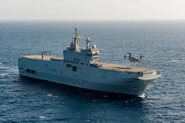 The French Navy (Marine Nationale) announced that two US Marine Corps V22 Osprey tilt-rotor aircraft a series of "touch and go" and refuelling aboard Mistral class LHD Tonnerre on March 29 2016. While V22s have been tested with the Mistral class several times now (they were even officially qualified with the Mistral class last year) it is the first time that a back to back refuelling (with engines running) was performed.
