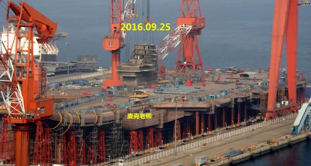 Spotters photos taken in Dalian yesterday show that the second Chinese aircraft carrier, the Type 001A, has received its island. This is another step towards the lauch of the vessel expected to happen by early 2017.