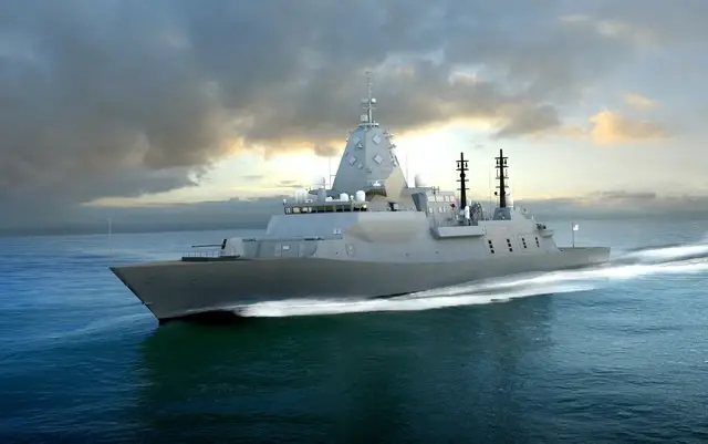 Computer Generated Image of the BAE System's Global Combat Ship proposal for the Royal Australian Navy SEA 5000 program. BAE Systems image.