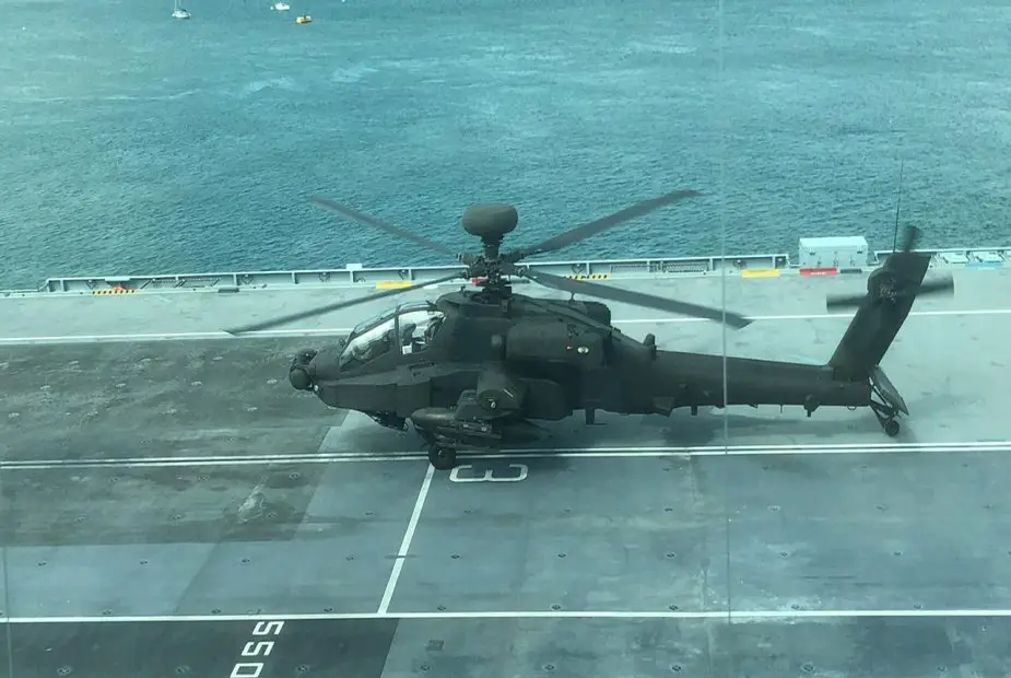 Apache helicopter lands onboard HMS Queen Elizabeth for first time