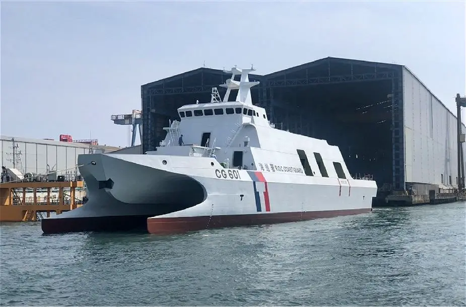 Launch of 600 ton catamaran hull patrol vessel Anping CG 601 for Taiwanese Coast Guard 925 001