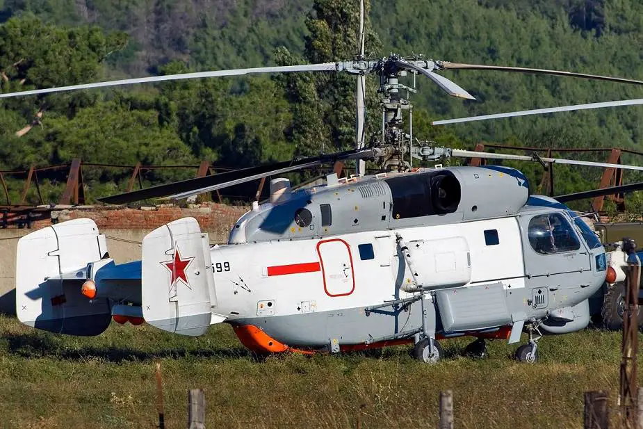 Russian Navy Kamov Ka 27PS rescue helicopter practices take off and deck landing exercise 925 001