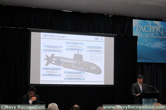 At PACIFIC 2015, the international maritime exposition currently held in Sydney Australia, the Japanese Government and Industry held an industry briefing on its bid with the Soryu for the SEA1000 program. Japan has a small pavilion at the exposition with scale models of the SEA1000 proposal, a Soryu class, an Atago class Destroyer and the 20DX Frigate.