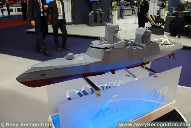 CMN worked in collaboration with naval architect Thierry VERHAAREN to design the C-Sword 90 stealth corvette. It may be fitted with various weapon systems, such as 8x MBDA Exocet Block 3 anti-ship missiles, 16x VL MICA and 2x SIMBAD-RC SAMs, Oto Melara 76mm main gun...